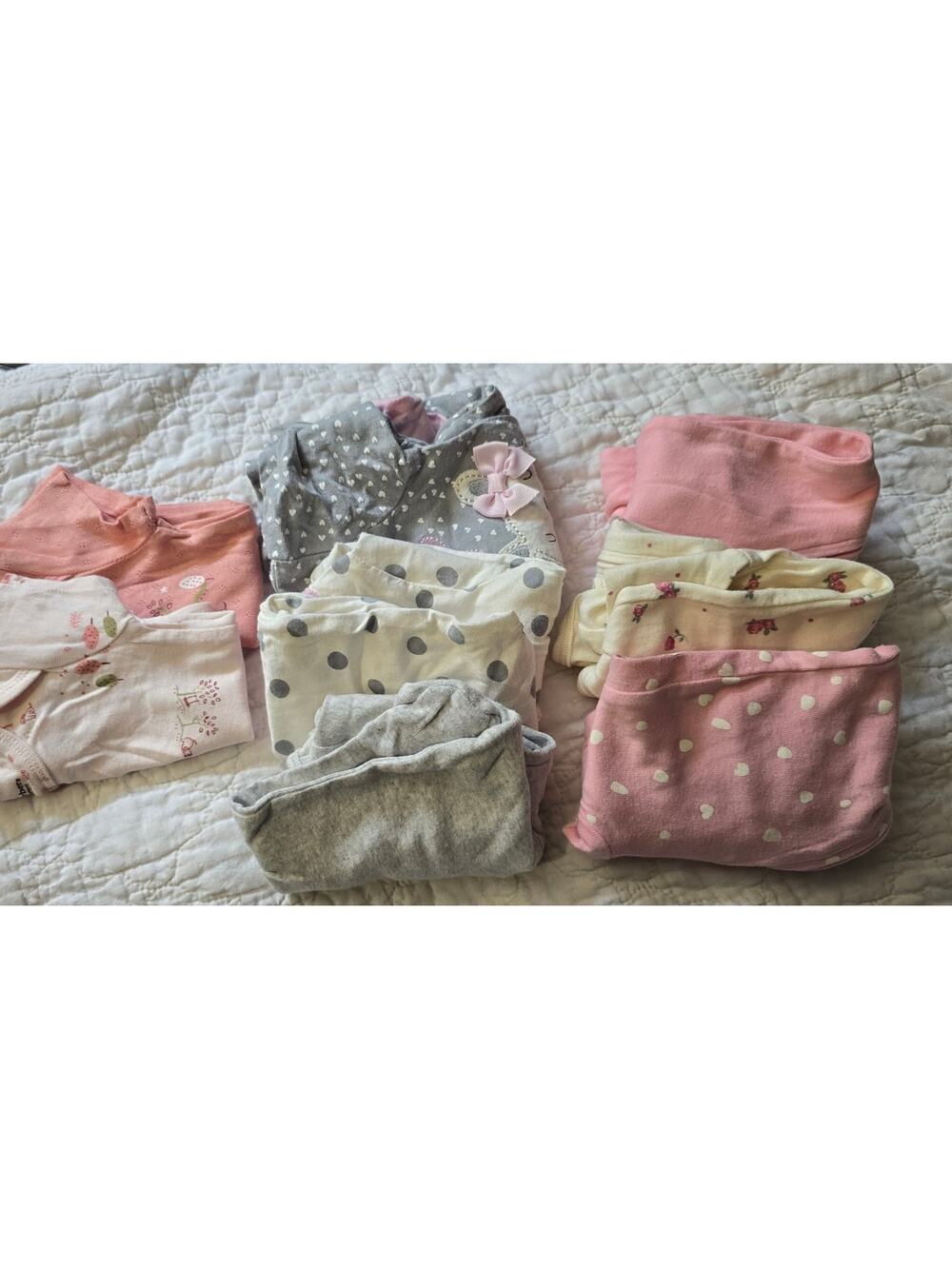 Lot of 8 Baby Girl Clothes Newborn Sz NB Pajamas Swaddle Outfits PJs Mixed Lot